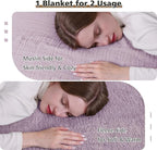 EMME Muslin and Fleece Queen Blanket Reversible - 80"*90" Lavender Soft Warm Throw Blankets for Couch Bed Picnic Travel Bed