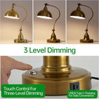 Vintage Gold Desk Lamp Decorative Table Lamp for Home Office Living Room Bedroom Desk Light, Rustic Industrial Farmhouse Antique Library Study Desk Lamp E26 LED Bulb Included