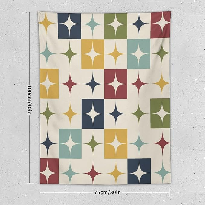 ICMOLYYENLO Boho Medieval Cat Tapestry, Abstract Atomic Starburst Geometric Aesthetic Art Wall Hanging For Bedroom Living Room Dormitory 50x60 Inches