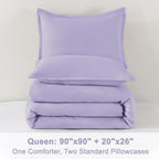 Litanika Lavender Purple Comforters Queen Size, 3 Pieces Lightweight Solid Bedding Comforter Set, All Season Fluffy Bed Set (90x90In Comforter & 2 Pillowcases)