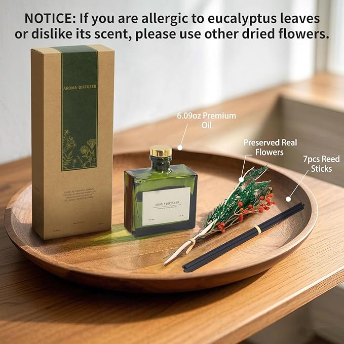 Reed Diffuser, 6.09oz Sweet Berry Scent Diffuser with Sticks & Dried Flowers, 120 Days Long Lasting Reed diffusers for Home, Elegant Fragrance for Bathroom Bedroom Office Decor, Air Fresh