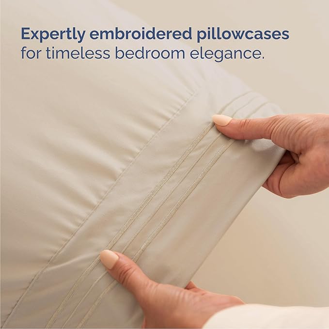 Cal King Size 4 Piece Sheet Set - Comfy Breathable & Cooling Bed Sheets Set - Hotel Luxury Bedding for Women, Men, Kids, Teens, Boys & Girls - Deep Pockets, Ultra-Soft, Wrinkle Free - Oeko-Tex - Wheat