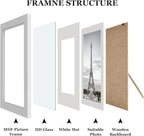 Picture Frames Set of 10 White, Bulk MDF Frames for 8x10, 5x7, 4x6 Photos Real Glass for Wall or Tabletop