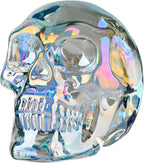 Crystal Halloween Skull Skeleton Decor, Glass Skull Gifts for Men Home Decorations with Gift Box, Art Glass Day of The Dead Skull Halloween Paperweights Collectibles (Clear)