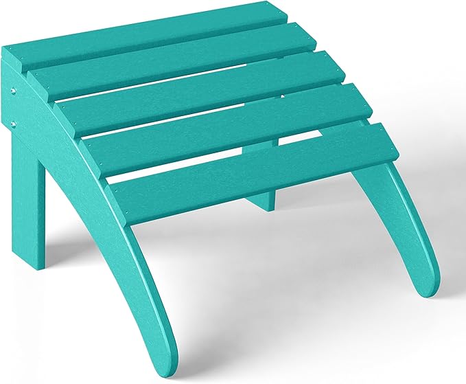 WestinTrends Outdoor Ottoman, Patio Adirondack Ottoman Foot Rest, All Weather Poly Lumber Folding Foot Stool for Adirondack Chair, Widely Used for Outside Porch Pool Lawn Backyard, Turquoise