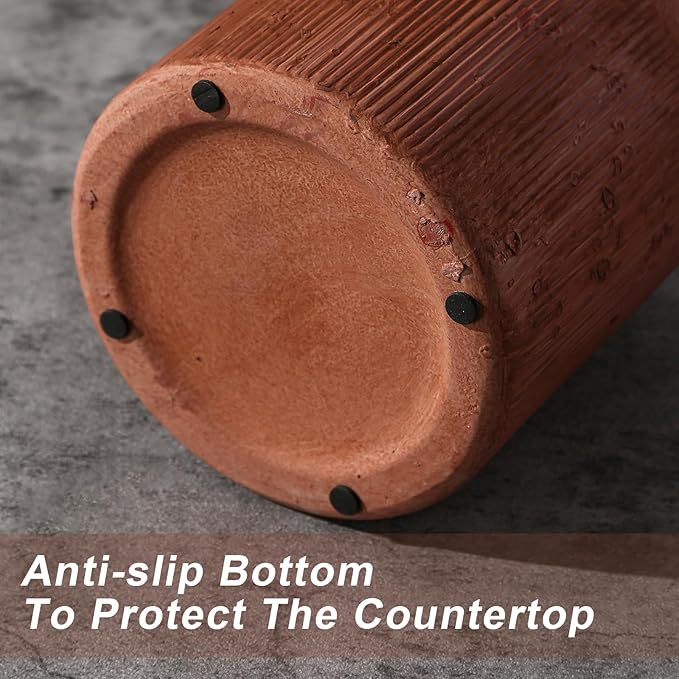 Farmhouse Vase for Home Decor, Vintage Rustic Terracotta Flower Vase Suitable for Home Decor, Living Room, Shelf, Dining Table. Rust Red 7IN.