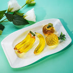 Handmade Glass Fruit Decor Crystal Banana Figurine Yellow Fruits Decoration for Home Kitchen Glass Banana Ornament Fall Harvest Thanksginging Centerpiece Decor for Home Office Desk