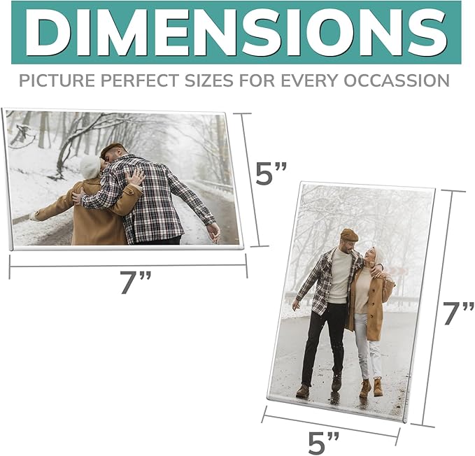 pbf 3-Pack 5x7 & 3-Pack 7x5 Magnetic Picture Frames for Refrigerator | Clear Magnetic Acrylic Frames | Magnetic Photo Holders for Fridge, Locker, Photo Board, Art Display, Sign Holder