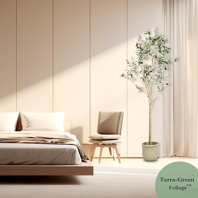 Artificial Olive Tree 6 ft Natural Olive Branches and Realistic Leaves for Modern Home Office Living Room Floor Decor 71 Inch