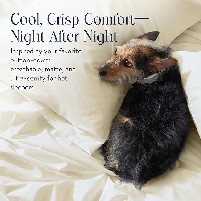 Brooklinen Luxury Percale Duvet Cover – 100% Cotton, Cool, Crisp, Extra-Long Corner Ties, Button Closure, Soft & Breathable – Machine Washable, Duvet Cover King/California King Bed Sizes (Cream)