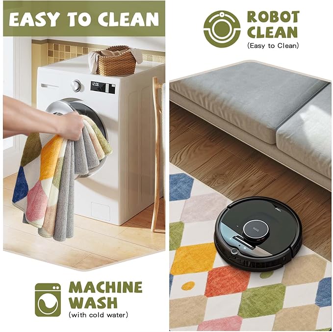 jinchan Area Rug 5x7 Kids Washable Indoor Floor Cover Non-Slip Modern Soft Rug Elementary School Classroom Colorful Diamond Carpet for Nursery Playroom Daycare Bedroom Living Room Circus on Cream