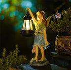 Fairy Garden Statue Solar Garden Fairy with Lantern Light Outdoor Decoration Waterproof Solar Sculpture for Patio Yard Lawn Gift for Mom Grandma