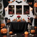 Aurlan Gothic Skeleton Roses Framed Wall Art(16"x24"), 3PCS Romantic Halloween Skull Flowers Canvas Artwork, Dark Moody Goth Mystical Creepy Decor for Home Office Bedroom