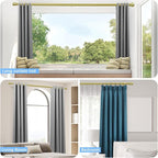 Curtain Rods for Windows 16 to 120 Inches, Curtain Rod Max Adjustable Length of 132 IN, 1" Diameter Drapery Rods Round Finials, Warm Gold, Pack of 1