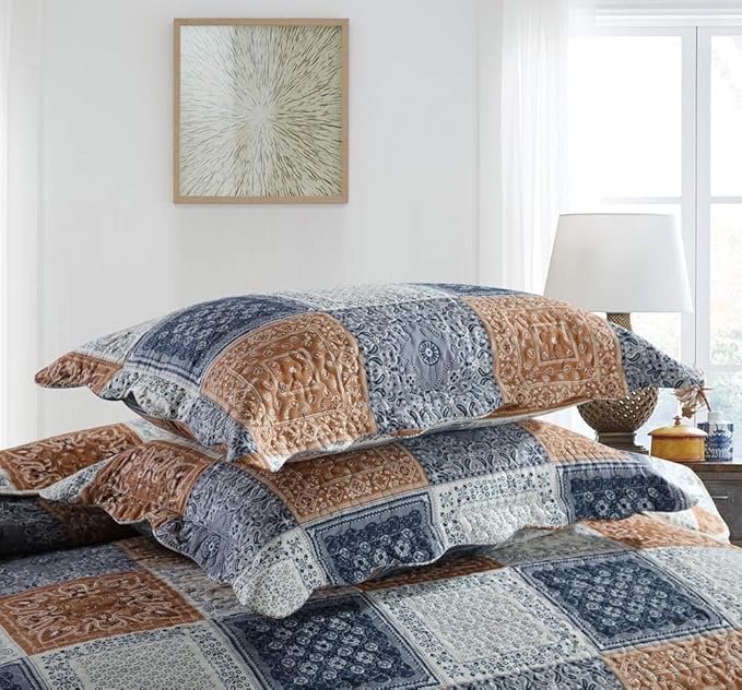 Travan 3-Piece King Quilt Sets Patchwork Bedspreads with Shams Microfiber Lightweight Reversible Oversized Bedding Coverlet Set, King Size