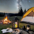 Simplelight 11 Inch Decorative Lanterns-IP44 Waterproof Outdoor Hanging Lantern, Battery Operated Decorative Lantern for Patio, Table, Fireplace with Timer, Black Color (1)