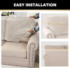 PrinceDeco Sectional Couch Covers Velvet Cushion Covers for Sectional Couch Washable Cushion Covers for Sectional Sofa Pet Friendly Sectional Sofa Slipcovers(1 Chaise Back+ 3 Sofa Back,Ivory)