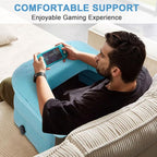 cjc Reading Pillow for Gaming, Memory Foam Gaming Pillow for Lap with Coaster, Hight Adjustable Lap Desk Pillow for Reading, Working, Crocheting or Sitting in Bed Floor Sofa (Blue)