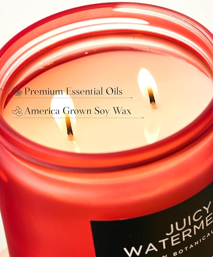 M&SENSE Juicy Watermelon Scented Candle - 11.6oz Clean Non Toxic Natural Soy Wax 70-Hour Burn Long Lasting Candle, 2-Wick Fruit Scent for Home Decor & Housewarming Gifts - Fragrance for Women & Men
