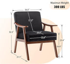 Furnimart Black Velvet Accent Chair, Mid Century Modern Living Room Chair with Wood Frame, Comfy Armchair Wingback Chair for Office Study Vanity Bedroom Waiting Room