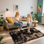 Shag Area Rug for Bedroom 3x5,Fluffy Area Rugs for Living Room,Soft Fuzzy Rug Non-Shedding Indoor Plush Carpet for Kids Bedroom Nursery Dorm Home Decor,Tie-Dyed Coffee