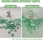 200 PCS Green Vase Fillers, Pearls Bead for Centerpieces Vases, 10/14/20 MM No Hole Beads, Fake Pearls for Wedding Birthday Anniversary Theme Party Table Centerpieces Decor