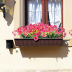 12 Bundles Artificial Flowers Outdoor UV Resistant Fake Flowers No Fade Faux Plastic Plants Garden Porch Window Box Decorating(Rose red)