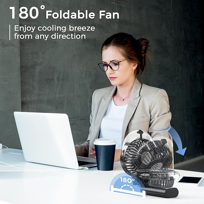COMLIFE Portable Handheld Misting Fan, 3000mAh Rechargeable Battery Operated, 180° Foldable, Mini Personal Fan with Water Sprayer for Travel, Makeup, Home, Office, Camping, Outdoors