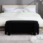 Modern Upholstered Storage Bench, Sherpa Fabric 50" Long Entryway Bench with Storage and Seating, Comfy Cute Ottoman Bench for Living Room/End of Bed/Hallway, Black