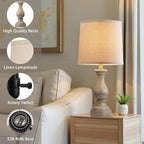 Seealle Farmhouse Table Lamps Set of 2 - Rustic Lamp for Bedroom Living Room, 22" Boho Bedside Lamps for Night Stands End Table Office Desk Lamp Nightstand with Linen Shades(Wood Painted)