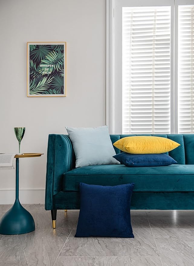 26x26 Euro Pillow Covers : 2 Pack Cozy Soft Velvet Oversized Couch Pillow Shams, Square Throw Pillow Cases for Living Room Sofa, Light-Blue