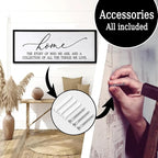 Home The Story of Who We Are Sign Farmhouse Family Wall Decor 32x12 Inch Plaque Wood Framed Art for Hanging (Black)