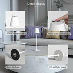 Modern LED Cordless Table Lamp, 4000mAh Rechargeable Battery, 3 Level Brightness Night Light, Metal Shell, Minimalist Design, for Couples Dinner/Coffee Table/Restaurant/Bedroom, White