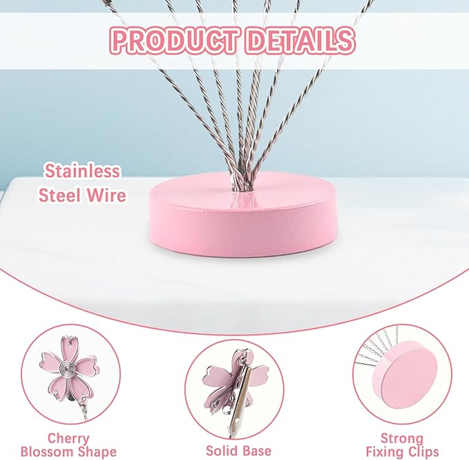 8-Branch Photo Tree Holder for Pictures, Gift Card Tree Holder to Hold Gift Cards, Picture Tree with 8 Clips for Memo Paper Desk Stand, Photo Display, Office Decor, Home Decor(Cherry Blossoms)