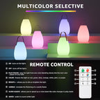 uuffoo Portable Outdoor Table Lamp - Dimmable Rechargeable Night Lights w/Remote and 7 RGB Colors, IP44 Water-Resistant Hanging Lantern for Patio, Tent, Bedroom, Garden, Emergency