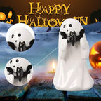 Halloween Ghost Figurine with Holding Bat, Funny Resin Ghost Statue Halloween Decor for Bookshelf, Terrace, Bedroom,Porch and Tabletop