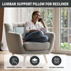 MABOZOO Memory Foam Back Support Cushion for Recliner Chair,Lumbar Support Pillow for Elderly,Extra Large Lumbar Support Pillow with Extension Straps,Light Grey