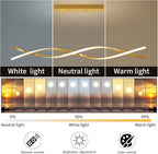 Modern Ceiling Pendant Light, with Remote Control Dimmable 3 Color Mode & Brightness Ceiling Lamp, Anti-Flicker Dining Light Fixture for Kitchen, Dining Room (Gold, 39IN)