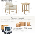 CHITA Boho Patio Rattan Chair Set of 2, Outdoor Wicker Chair with 7.1″ Thickened Cushions Acacia Wood Frame(Cream)