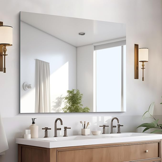 Frameless Mirror, 36x40 inch Bathroom Mirrors for Over Sink, Large Frameless Wall Mirror, Upgraded Shatterproof Vanity Mirror with Polished Edge for Bathroom,Bedroom,Living Room and Entryway