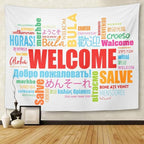 TOMPOP Tapestry World Welcome Word Cloud in Different Languages Conceptual Multilingual Home Decor Wall Hanging for Living Room Bedroom Dorm 60x80 Inches