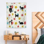 ICMOLYYENLO Abstract Cat Tapestry, Medieval Abstract Atomic Star Cat Vintage Home Wall Hanging Art Tapestry for Bedroom Living Room Dormitory 60x60 Inch