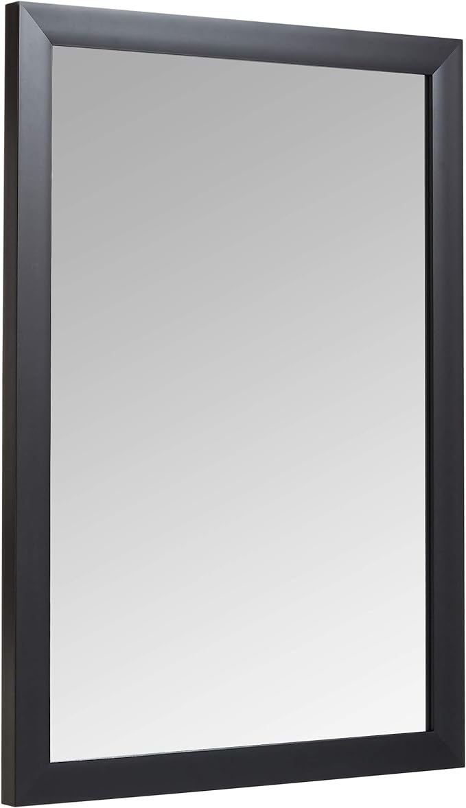 Amazon Basics Rectangular Wall Mount Mirror, Standard Trim, Black, 20" x 28"