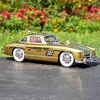 1/24 300SL Diecast Car Model Toy, Collectible 300SL Vintage Car with Sound and Light, Zinc Alloy Pull Back Toy Vehicle for Adult Boys Girls (Yellow)