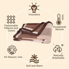 YOUR MOON 100% Pure Wool King Size, Australian Organic Natural Wool Blankets, Hypoallergenic Blanket for Bed, Medium Weight(Coffee, 90 * 108)