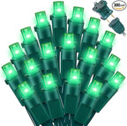Green Wide Angle LED Christmas Lights, 64.8 Ft 300 Count, Pack of 3 Strands 21.9 Ft 100 Lights UL Certified Commercial Grade Green Wire 5mm Holiday String Light