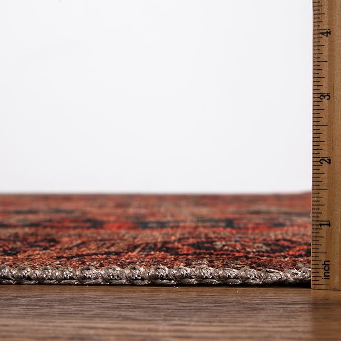 Keen Home Design 9x12 Rug - Machine Washable Area Rug with Non-Slip Backing, Ideal for Living Room, Dining Room, Bedroom - Vintage, Easy Clean, Durable, Low Pile Rug - (9' x 12')