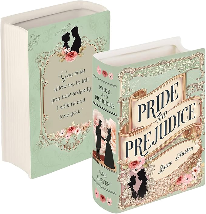 Ceramic Book Vase Pride and Prejudice Gifts for Book Lovers Women & Men - Jane Austen Gifts for Women Bookish Christmas Decor for Bookshelf - Bookworm Bookish Gift Cute Librarian Present for Readers