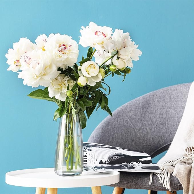 Thenshop 10 Pcs Glass Flower Vases for Centerpieces 8.4" Tall Modern Style Vase Bulk for Bouquet for Home Wedding Party Table Decor House Gifts(Clear)