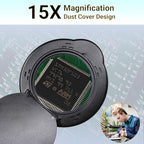 15X Magnifying Glass Desk Lamp with Clamp, Real Glass Lens with Dust Cover, 84 LEDs, 5 Color Modes, 10 Brightness Dimmable, Long Flexible Swing Arm Magnifier for Reading, Crafting, Repair, Close Works